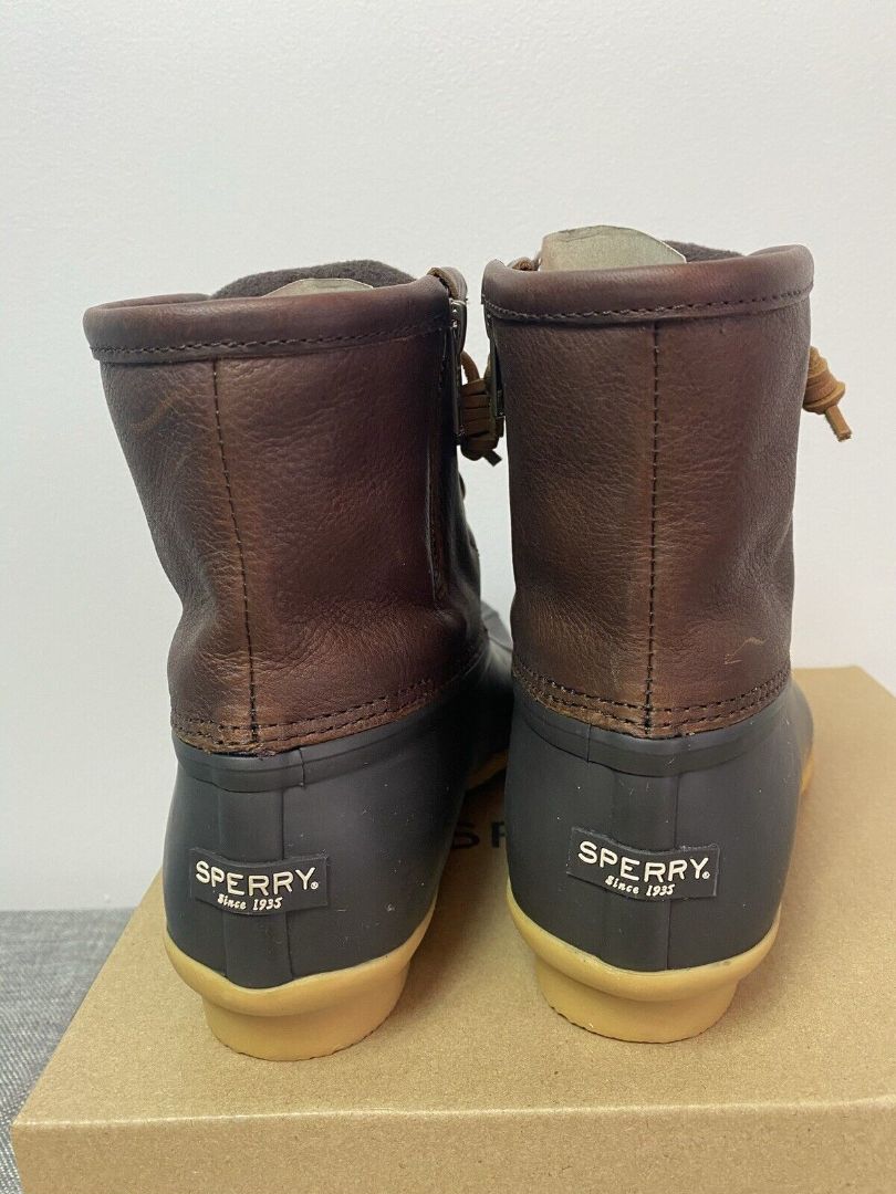 6 .5 Sperry Top-Sider Women's Saltwater Thin Edge Brown Rainboots Duck Boots NIB