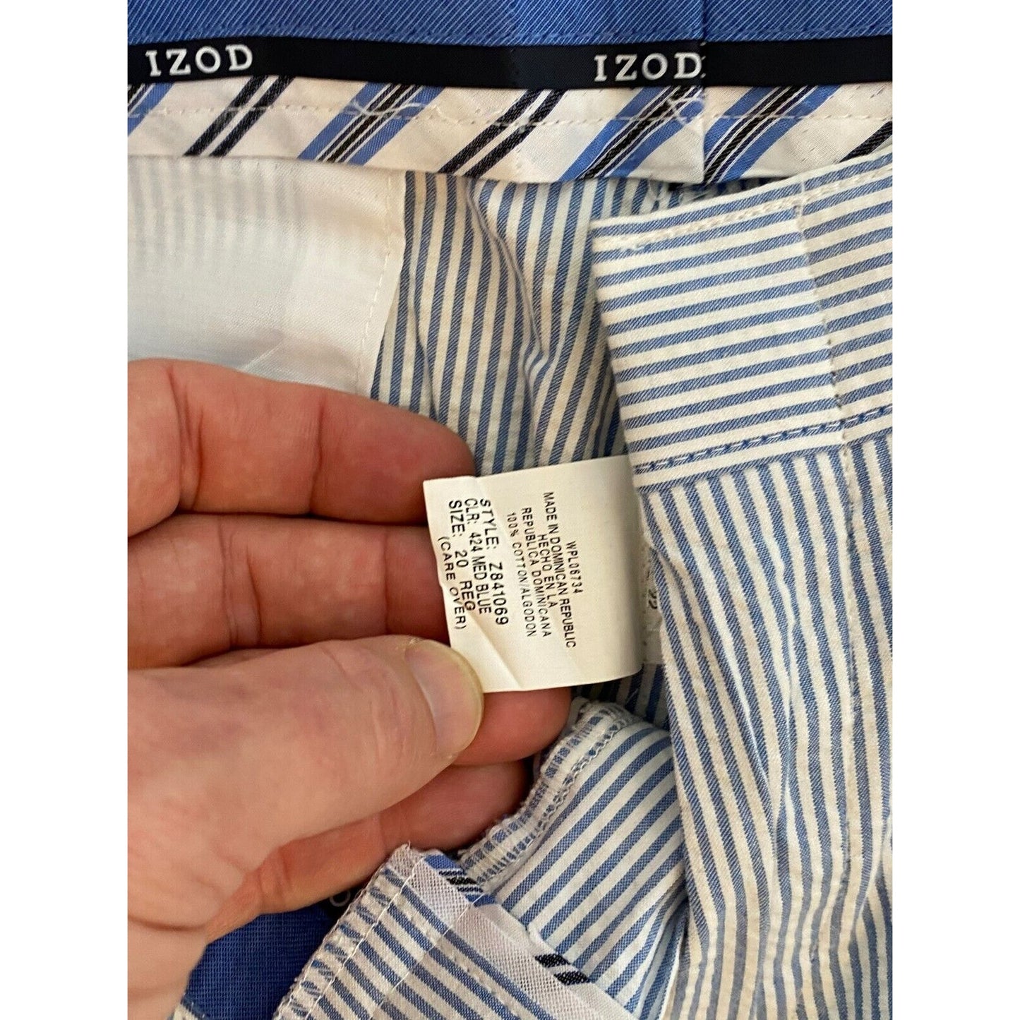 Size 20 Izod Seersucker Pants Boys Blue White Stripe Preppy Southern Charm Easte