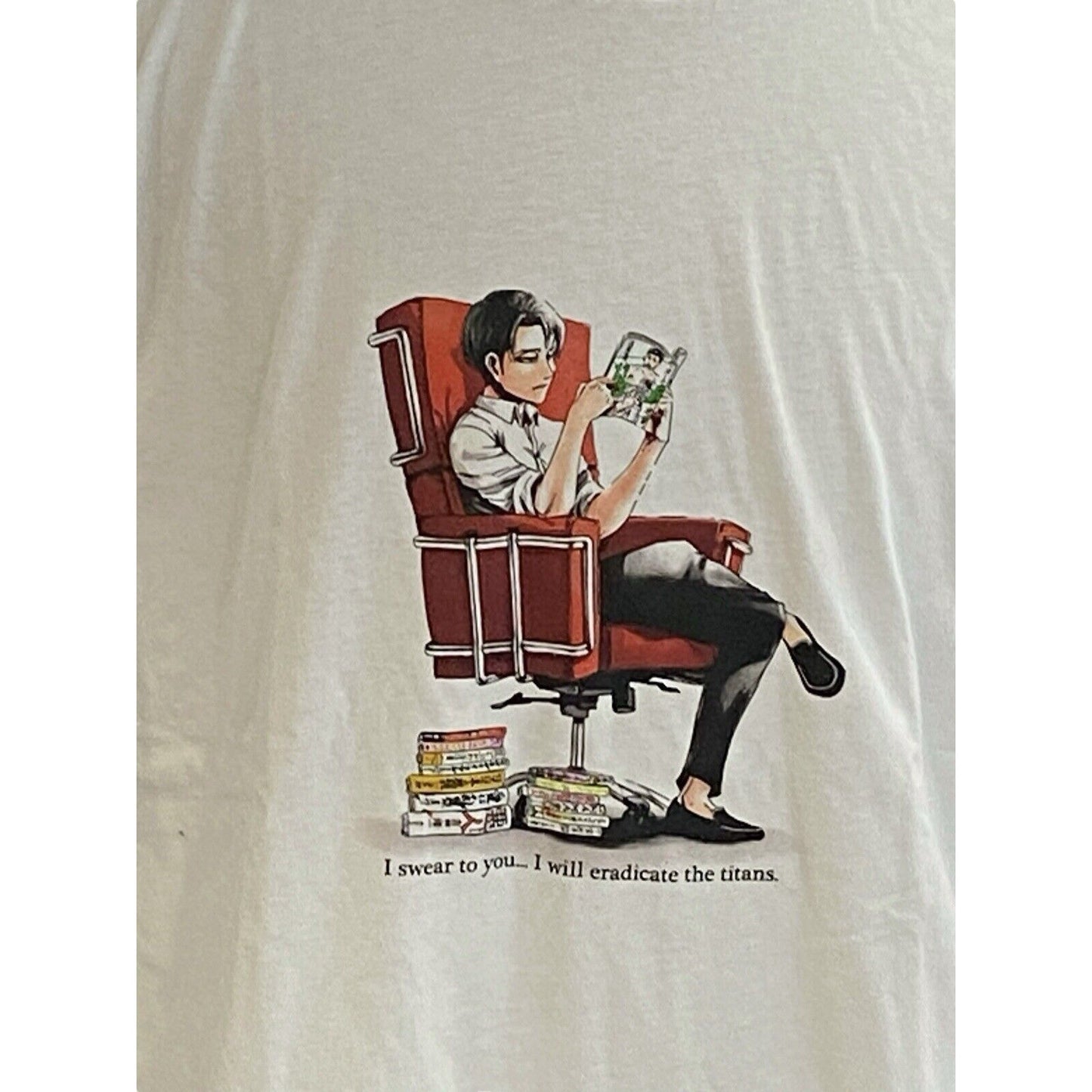 XL Uniqlo Shirt Mens Large White Attack On Titan Manga Japanese Comic Anime Tee