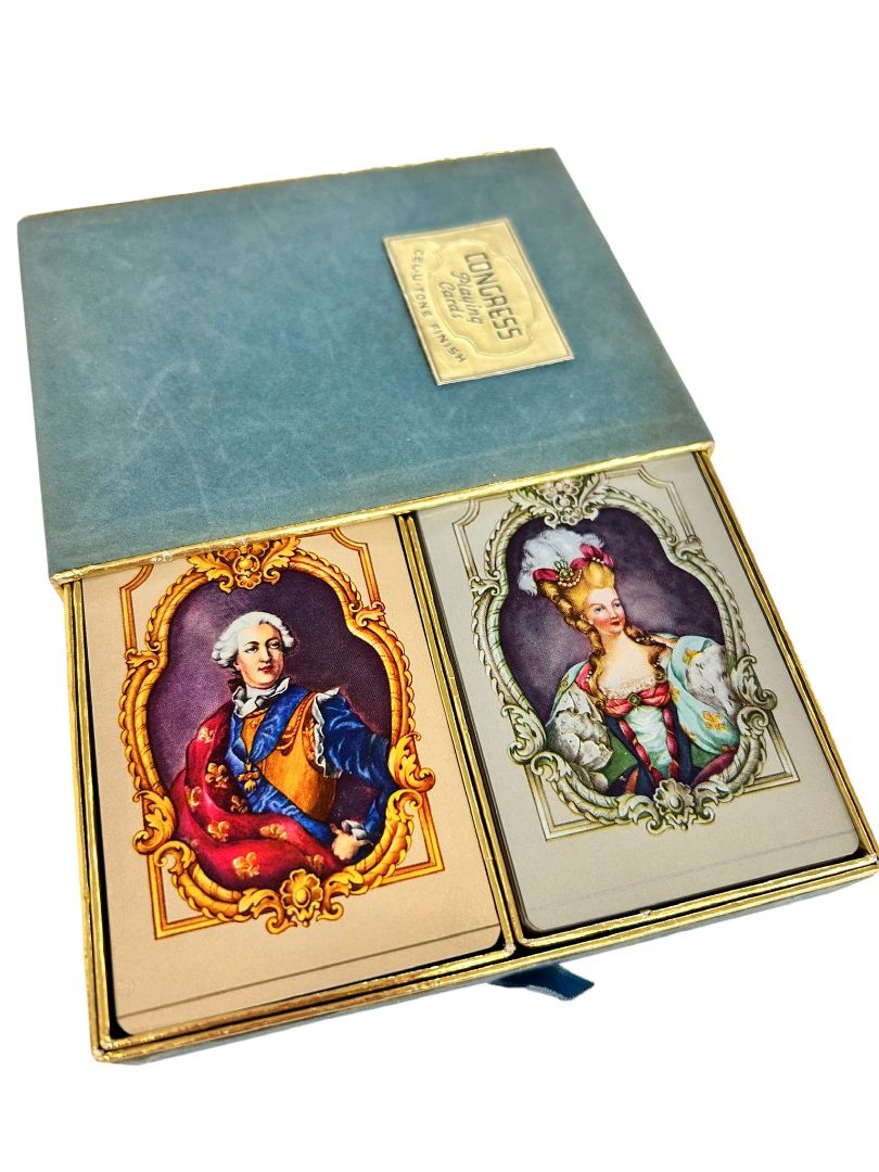 Vintage Congress Playing Cards Cel-U-Tone Finish 295 296 Boxed Used