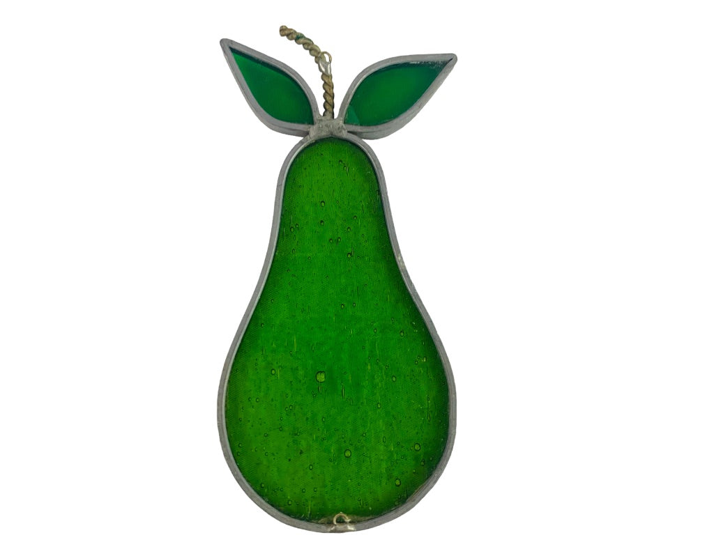 Green Pear Stained Glass Suncatcher Window Hanging Ornament 5 1/4" x 2 1/4"