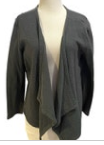 Size Large Petite Pure Jill Women's Cardigan Sweater Open Front Gray Textured