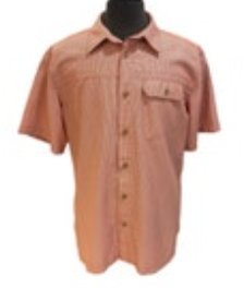 Eddie Bauer Mens Large Red White Plaid Performance Short Sleeve Pocket Shirt