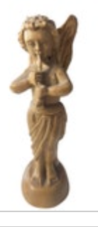Vintage Wooden Hand Carved Angel Wings Horn Flute Figurine Myrtle Wood 7” Holy