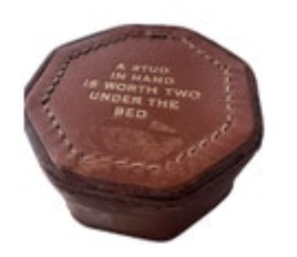 VTG Leather Trinket Cuff Link Ring Box “A Stud In Hand…” Made In ENGLAND