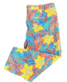 10 Talbots Perfect Skimmer Capri Bright Floral Cropped Pants Pockets Mid Rise