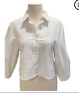 Medium Ell and Emm Ivory Crop Blouse Classic Peasant
