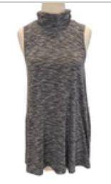 M Anthropologie Postage Stamp Top Sleeveless Womens Mock Neck Gray Tunic