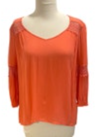 O'Neill Coral 3/4 Sleeve Boho Peasant Blouse Lace