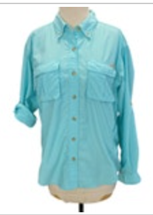 S Ex Officio Turquoise Button Up Hiking Roll Tab Long Sleeve Shirt Quik Dry