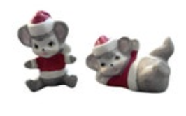 Vintage Christmas Tumbling Mice Figurines Grey Around The World Set Of Two