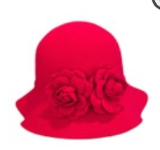 Old Country Road Bucket Hat Red Flower Band Felt Wool One Size Women's Cap