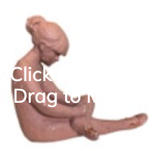 Handmade Sculpture Girl Sitting Head Down Plaster Terra Cotta Painted Rustic