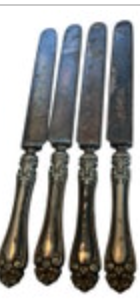 Antique VICTORIA Silverplate Dinner Knife by 1890 Jennings Bros Set Of 4