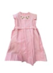 Vtg Girls Dress Size 6x Cinderella Pink Belted Dress Embroidered