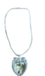 Vintage Necklace Silver Tone Locket Style Pendant Brooch Nice Heart Shape Box Ch