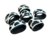 6 Pc Hand Carved African Wooden Napkin Rings Rustic Animal Print High Quality