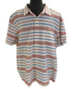 LL Bean Signature Slim Fit Mens XXL Linen Blend Woven Striped S/S Shirt EUC