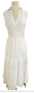 S BOSTON PROPER Sleeveless Long White Collared Grecian Dress Embroidered Lace