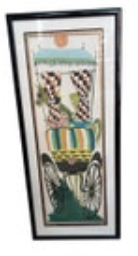 Beverly Wasile Framed Art Print Mid Century Horse Carriage Folk Style 12.25” X 5