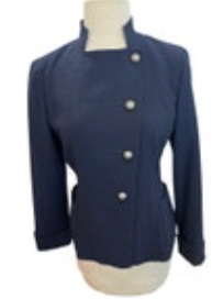 Garfield & Marks Women's Navy Blue Textured Jacket Size 0 Asymmetrical Button