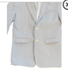 Izod Seersucker 2-Button Blazer Boys 16 Jacket Blue White Striped Spring Easter