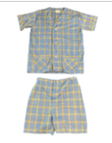 Vintage Designer Original by Pleetway Blue Plaid Pajamas S/S Shirt & Shorts