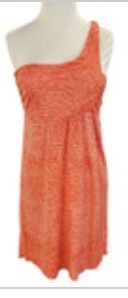 Britt Ryan Orange Red One Shoulder 100% Silk Stretch Sheath Dress Size 8