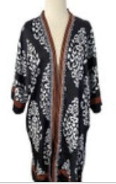 Chico's Open Cardigan Duster S/M Long Boho Asian-inspired Lined Kimono