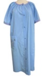 Vtg Vanity Fair Womens House Dress Medium Blue Bird Embroidered Pockets Snaps