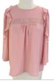 Cece Blouse Top Ruffle Sleeve Rosehip Small Crepe Romantic Boho Lace Chest