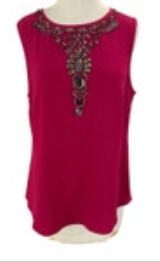 TRINA TURK Jeweled Embellished Stretch Tank Top Plum Style #289901