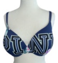 Victoria’s Secret PINK Wear Everywhere Padded Bra Tropical Logo 36DD Blue