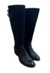 BOC Born Black Tall Leather Boots Women's Sz 9.5 M Side Zip Riding Leather Suede