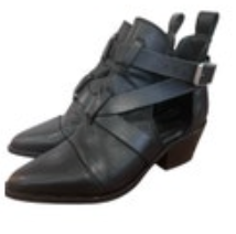 ALLSAINTS Darcy Cutout Strappy Black Leather Bootie Stacked Heel Size 38 / 7-7.5