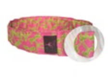 Top it Off O Ring Pink & Green Embroidered Belt Large EUC Preppy Coastal