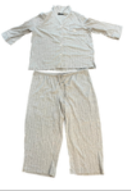 Lauren Ralph Lauren Black Label Pajamas Women L Gray White Crop Pant Crest LRL