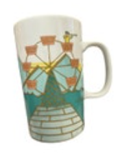 Starbucks Dot Collection Ferris Wheel 2015 Coffee Mug 16oz Mermaid Tail EUC