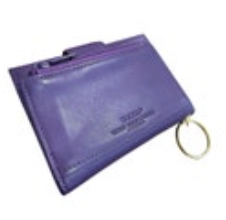 BUXTON Women's Purple Leather Bifold Wallet Photo Holder Keychain Logo Classic