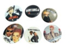 (6) Vtg 80's New Wave Pinback Button Lot DEVO Eurythmics Flock Of Seagulls