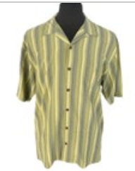 Tommy Bahama Mens Green Hawaiian Striped Button Down Shirt 100% Silk Size Large