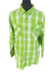 Mountain Club Outdoor Experience Mens XL Lime Grey Button Down Hiking Fishing