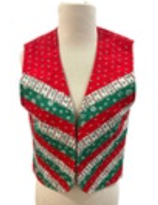 Christmas Vest Reversible Holiday Holly Bells Handmade READ Measurements