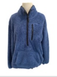 Victoria's Secret PINK Sherpa 1/2 Zip Pullover Plush Jacket Blue Sz Small