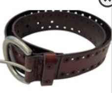 Fossil Belt Womens M Leather Brown 33 Tooled Studded Pierced Circles 31"-35"
