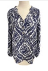 Lilly Pulitzer 100% Silk Blue White Coral Design Colorful Top Sz S