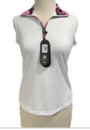 NWT Ladies XS Bermuda Sands Aster White Sleeveless Golf Shirt 1/4 Zip MSRP $72