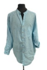 Caribbean Mens Light Blue Short Sleeve Linen Button Down Roll Tab Shirt Size 3XT