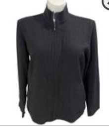 Ex Officio Women ‘s Black Full Zip Jacket Crinkle Crepe X-Large High Collar