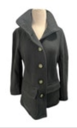 LL Bean Dark Green Wool Coat Womens XS Reg Overcoat Peacoat Unlined Button Up